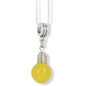 Light Bulb Yellow Charm Necklace Pendant Jewelry